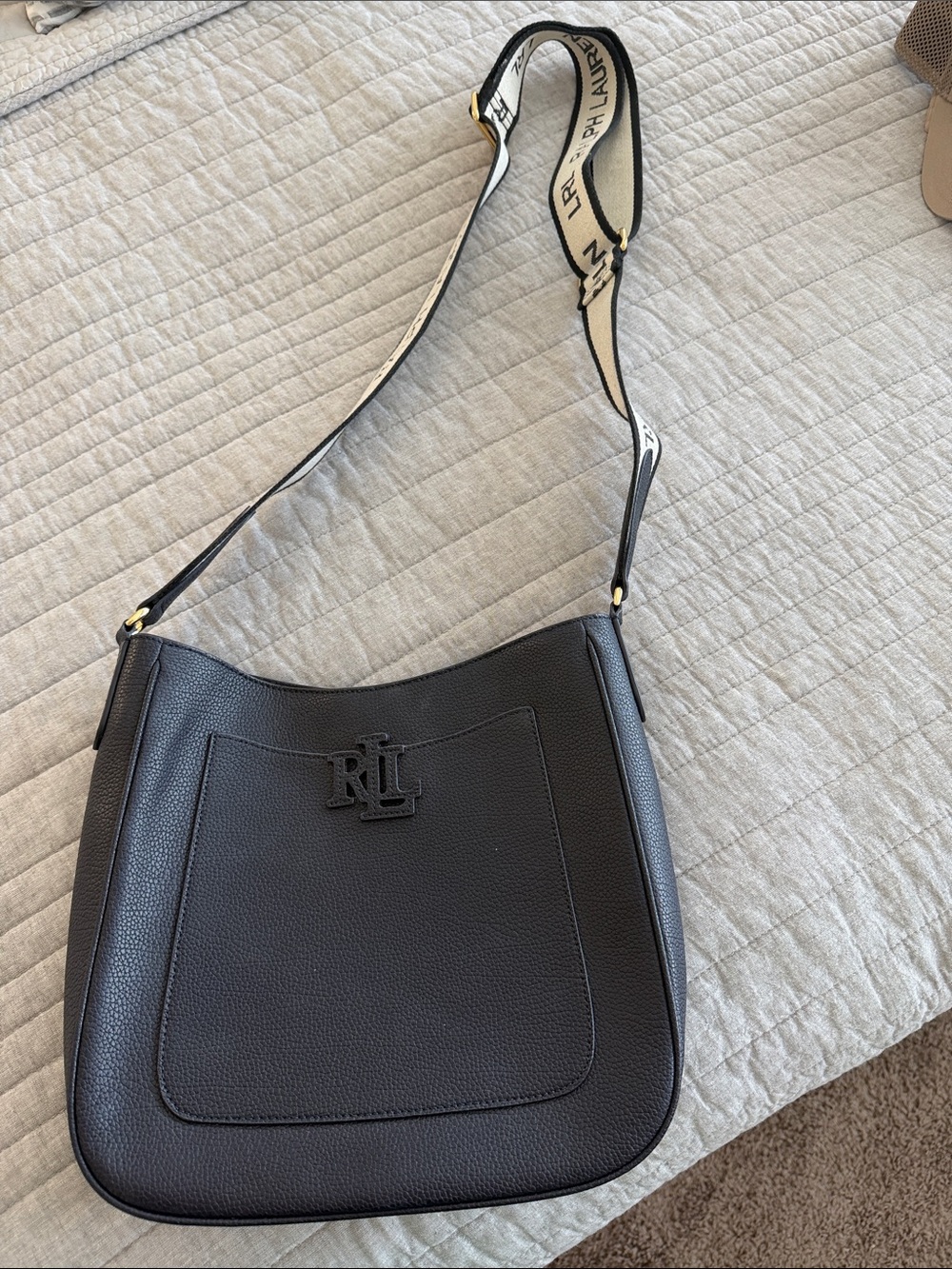 Ralph Lauren Navy Crossbody with Cream Branded Strap